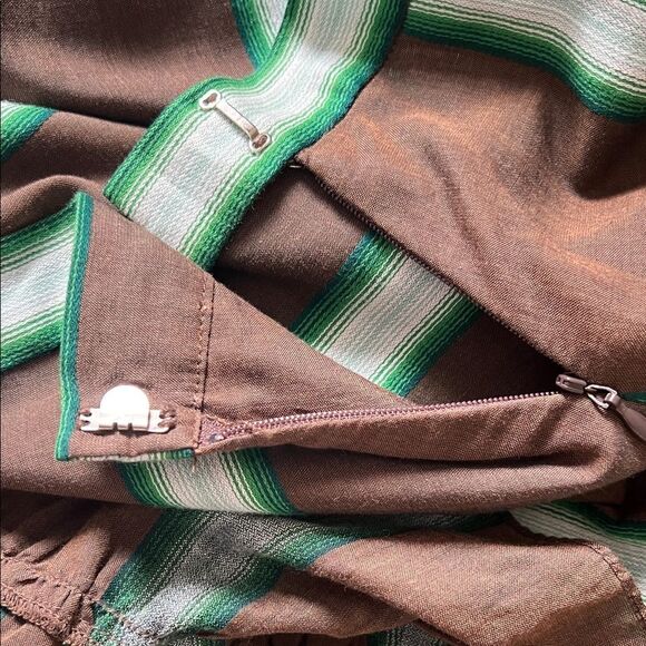 Annelore Striped Brown and Green Tiered  Peasant Low Waist Skirt in Size 2 - Picture 12 of 13